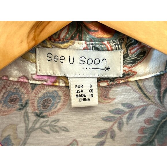 See U Soon Floral Button-Up Blouse Boho Cottagecore French Chic Long Sleeve XS - Picture 3 of 4